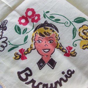 Vintage Souvenir Brownie Scout Handkerchief